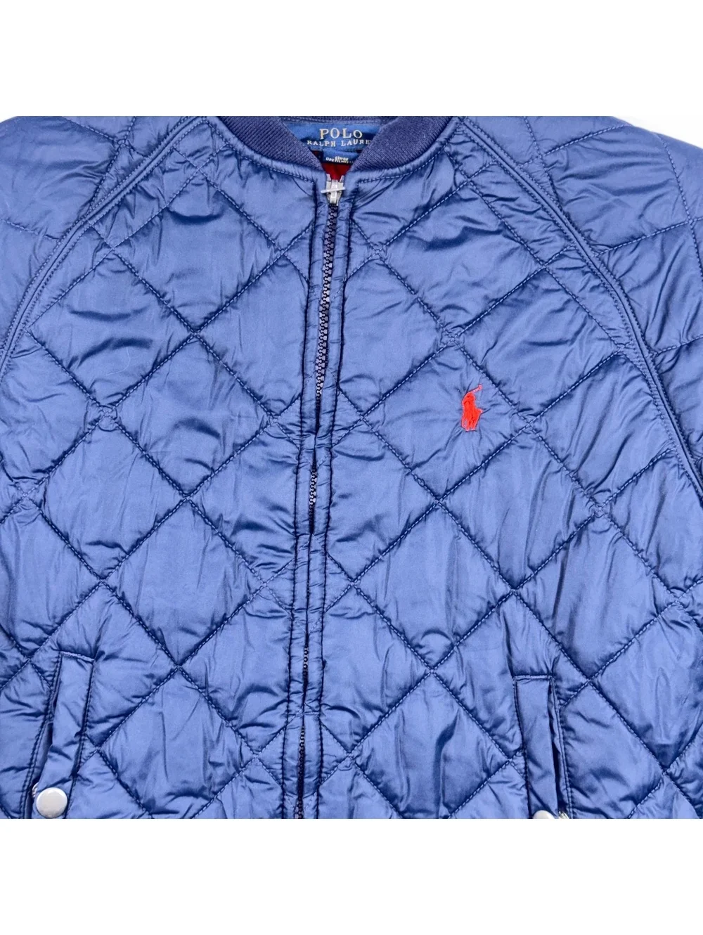 Polo Ralph Lauren Boys Quilted Bomber Jacket Navy Blue Size Medium (10-12)